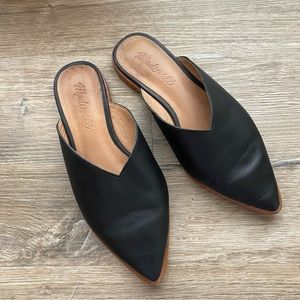 Madewell Emilia Black Leather Slide Flat Mules Size 5